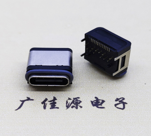 Waterproof TYPE-C interface four pin plug-in board with horizontal female seat 24P terminal front plug and rear sticker